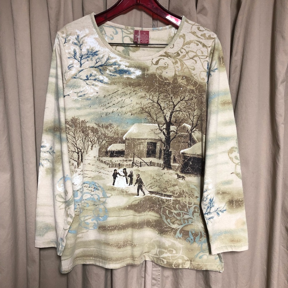 “Fresh” Vintage Winter Graphic Long Sleeve T. 1X